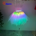 LED luminous dream white gauze pongee skirt