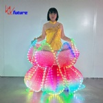 Led luminous opening dance petal dress skirt
