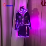 LED light flight attendant denim suit